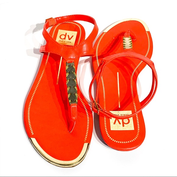 DOLCE VITA Orange and Gold Ankle Strap Sandal 7.5 - Picture 5 of 8
